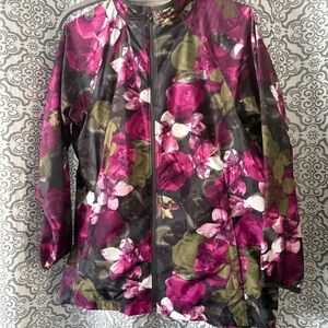 The North Face Women's Floral Zip-Up Bomber Jacket - Fuchsia & Olive